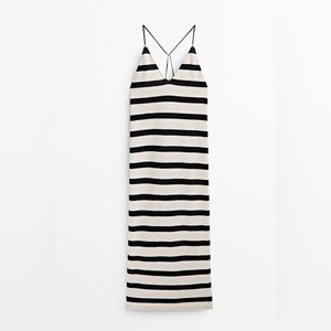 Massimo Dutti Striped strappy cotton blend dress